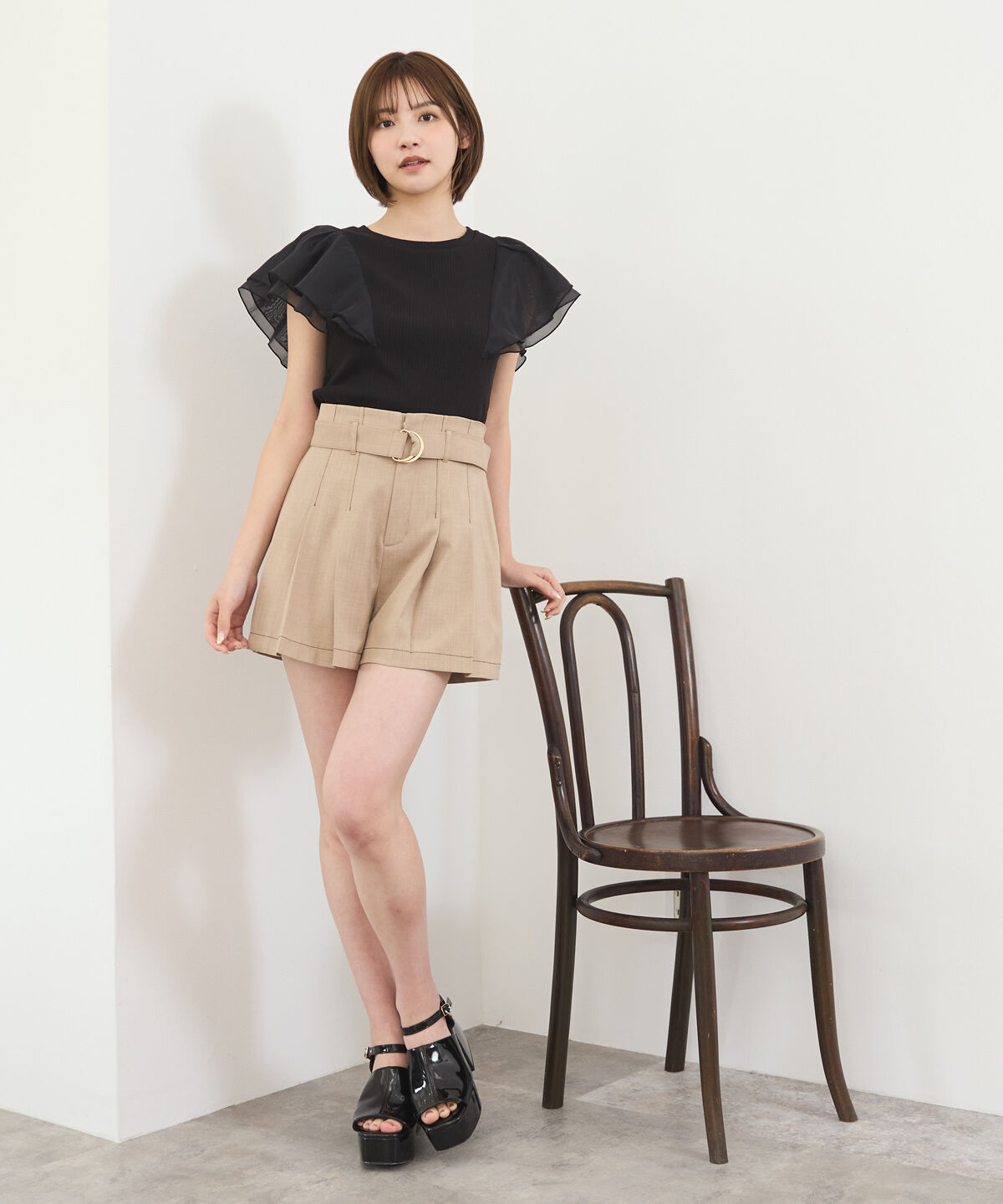 REDYAZEL「シアーフレアスリーブリブカットソー」|Tシャツ・カットソー|