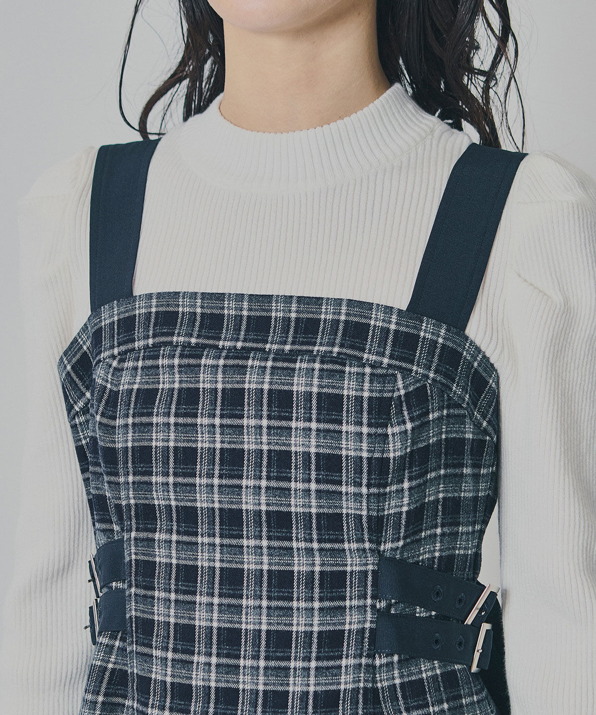 REDYAZEL「チェックショートジャケット&times;Wベルトワンピースセットアップ」|ワンピース|