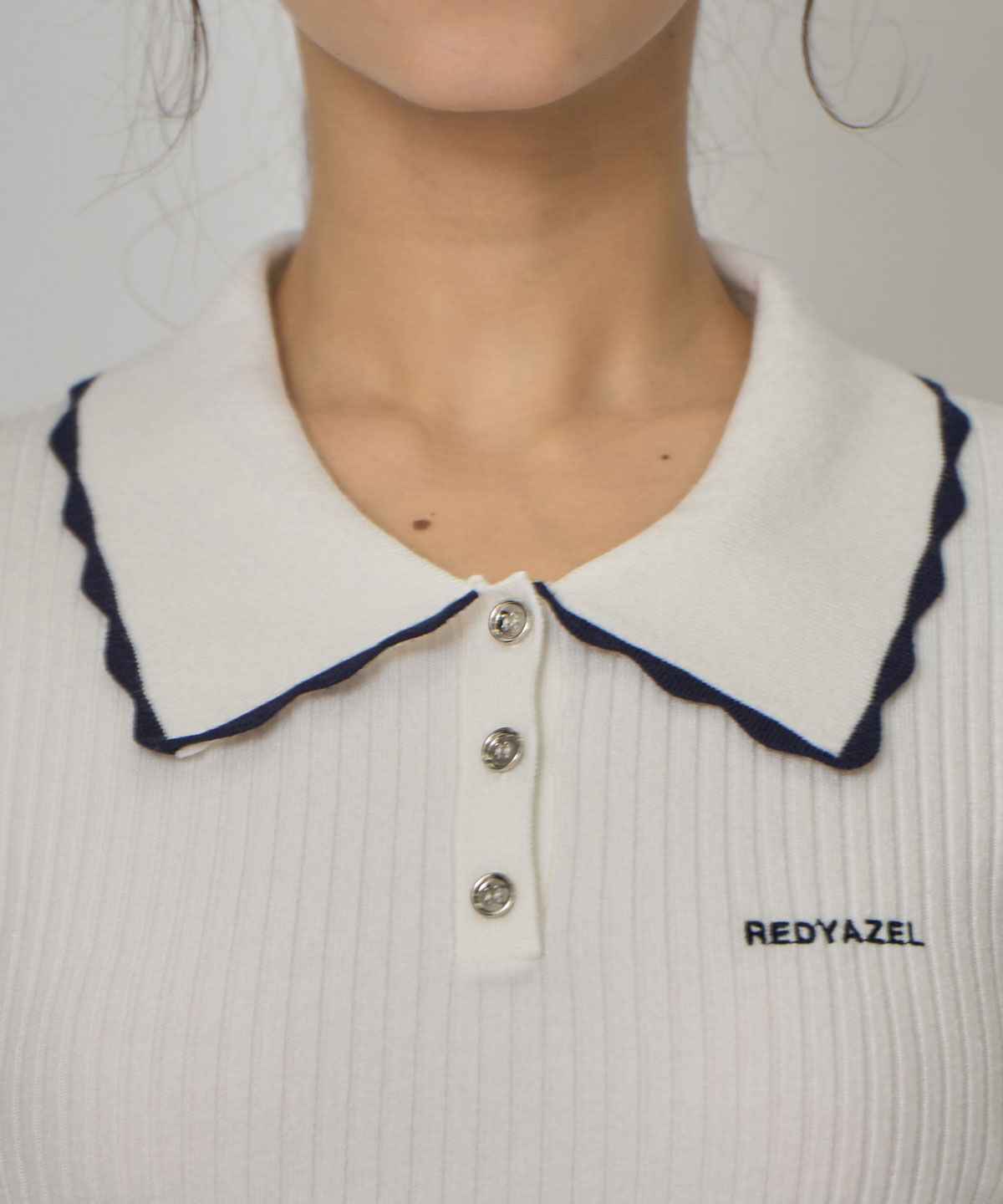 REDYAZEL「スカラカラーポロニットプルオーバー」|ニット・セーター|