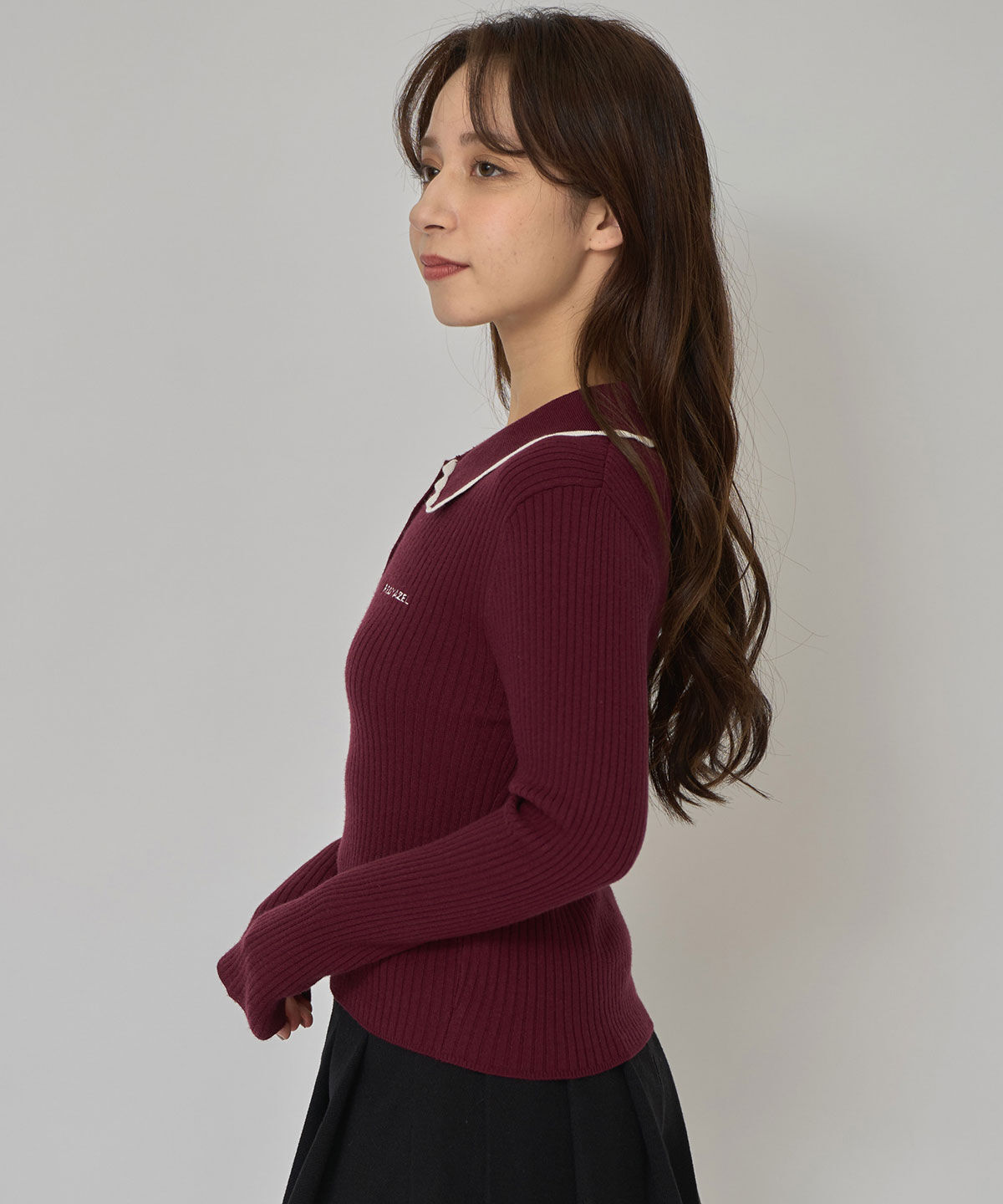 REDYAZEL「スカラカラーポロニットプルオーバー」|ニット・セーター|