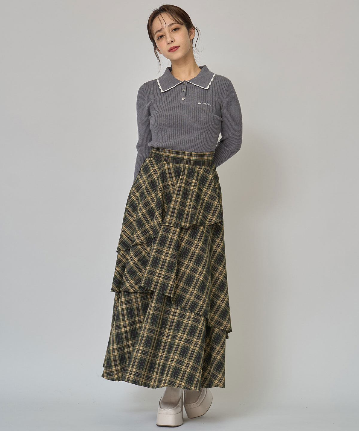 REDYAZEL「スカラカラーポロニットプルオーバー」|ニット・セーター|