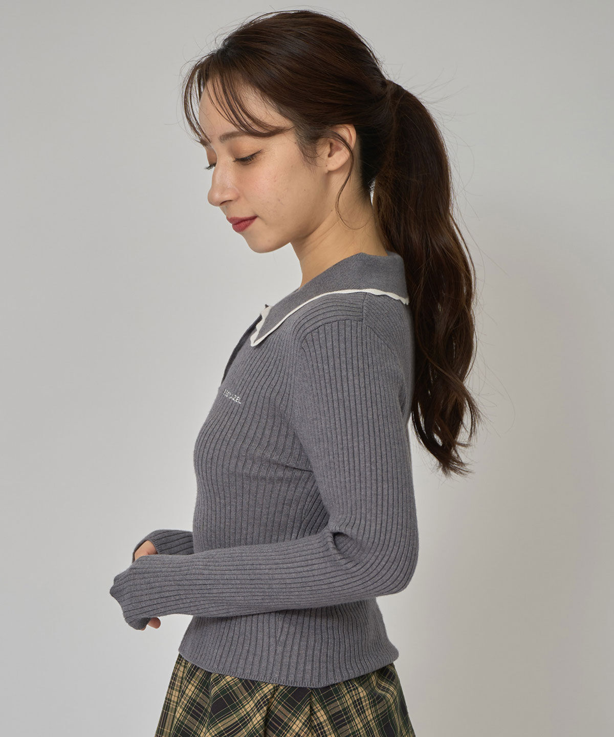 REDYAZEL「スカラカラーポロニットプルオーバー」|ニット・セーター|