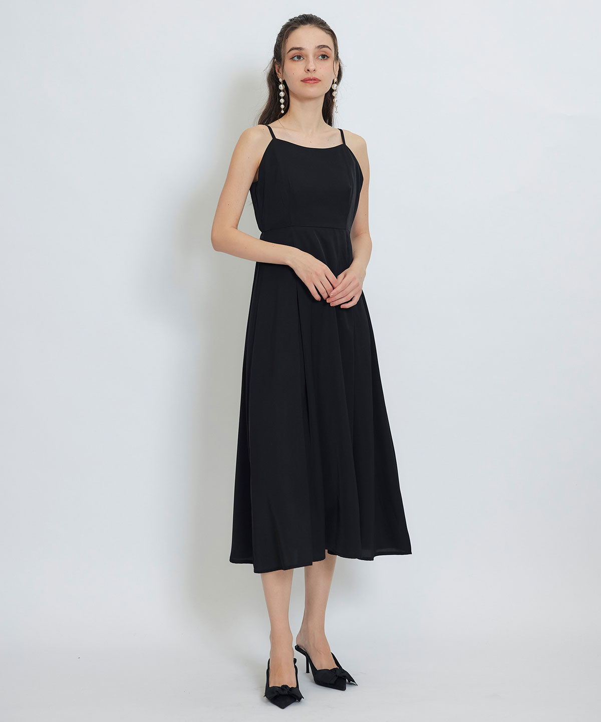 REDYAZEL「チェックシアーチュールケープ&times;キャミソールフレアロングドレス」|ドレス|