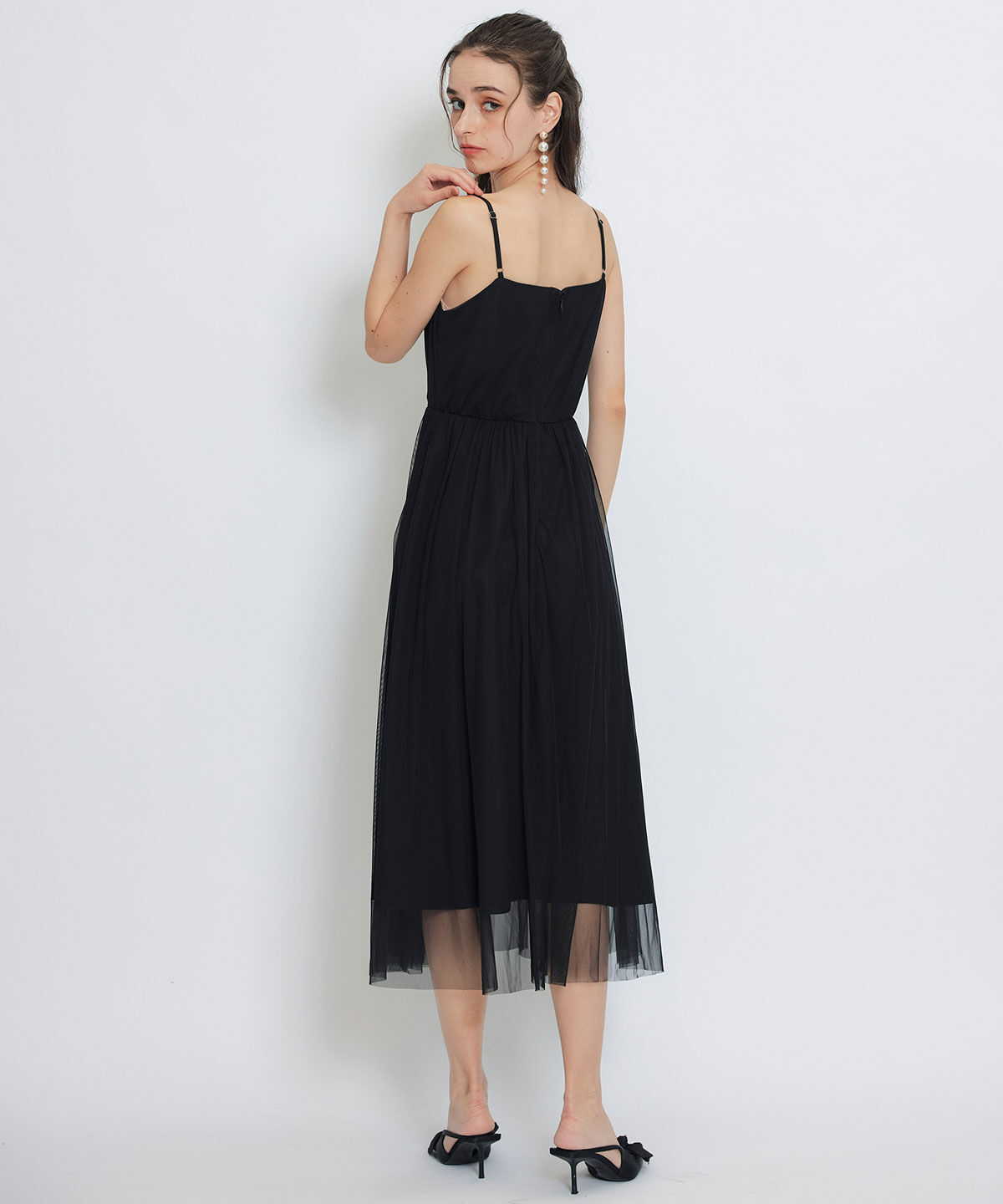 REDYAZEL「チュールレースティアードトップス&times;キャミソールフレアロングドレス」|ドレス|