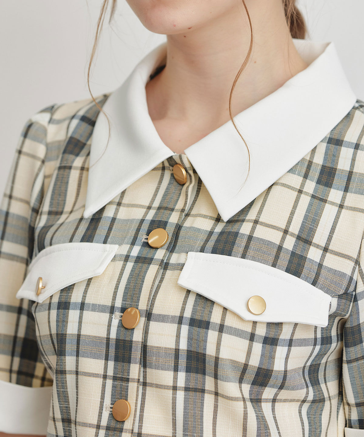 REDYAZEL「バイカラーチェックブラウス&times;フレアロングスカートセットアップ」|ワンピース|