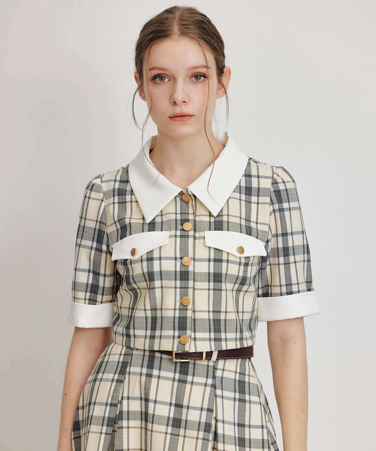 REDYAZEL「バイカラーチェックブラウス&times;フレアロングスカートセットアップ」|ワンピース|