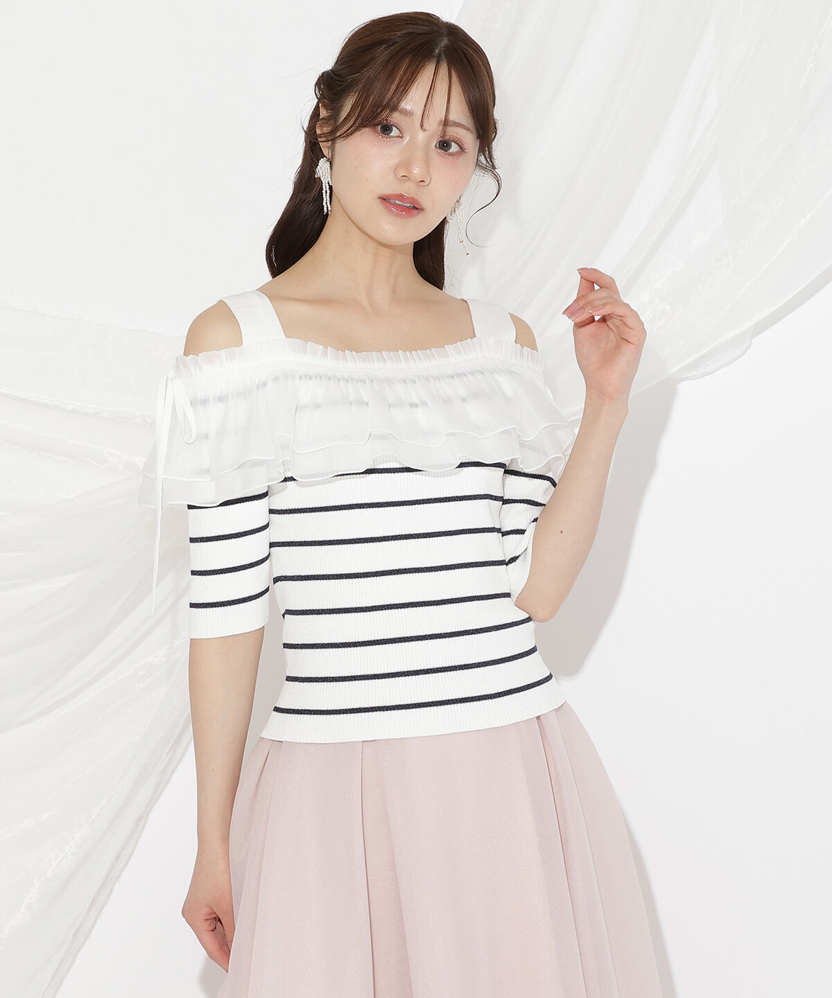 WILLSELECTION「シアーボリュームフリルニットプルオーバー」|ニット・セーター|