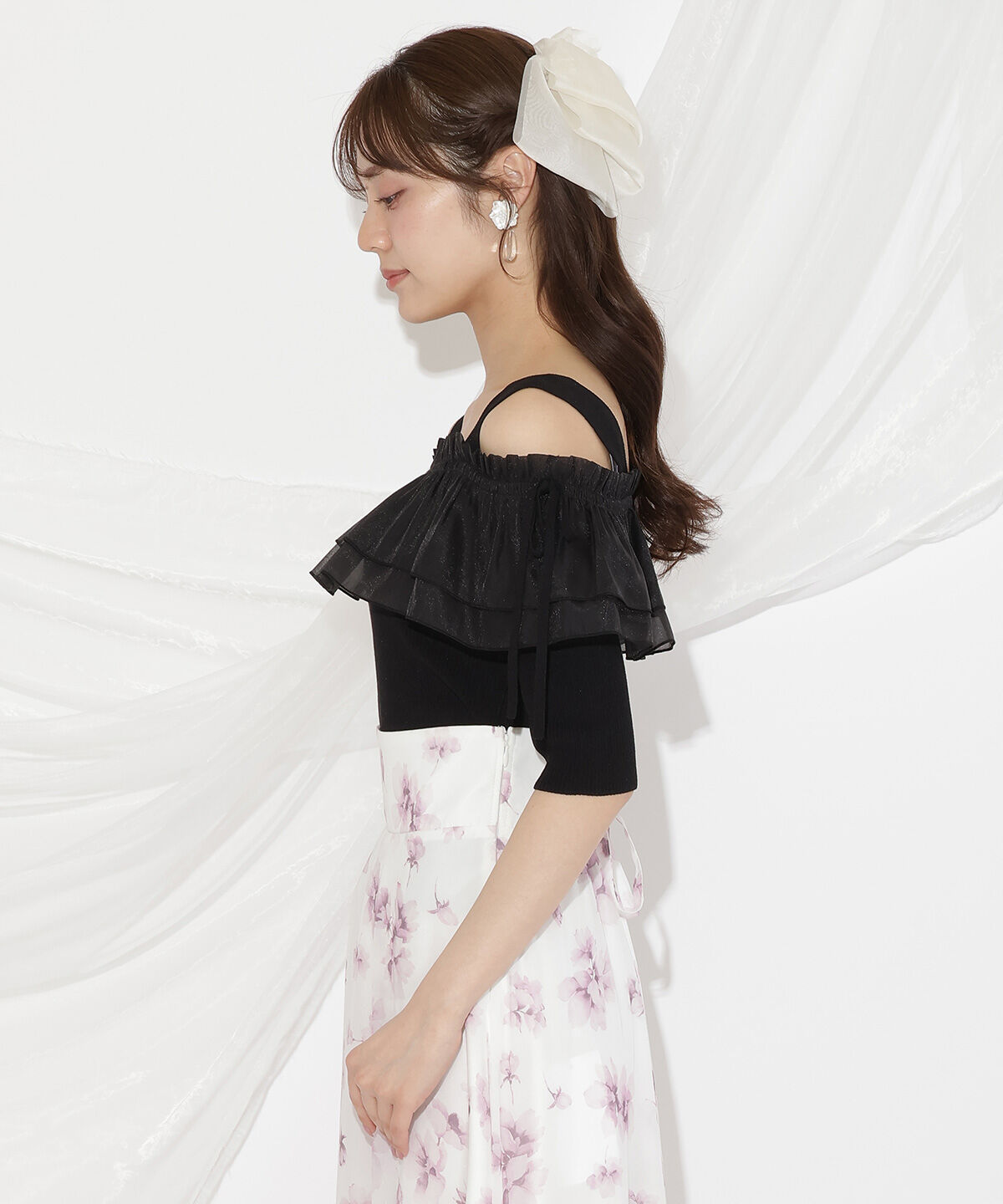 WILLSELECTION「シアーボリュームフリルニットプルオーバー」|ニット・セーター|