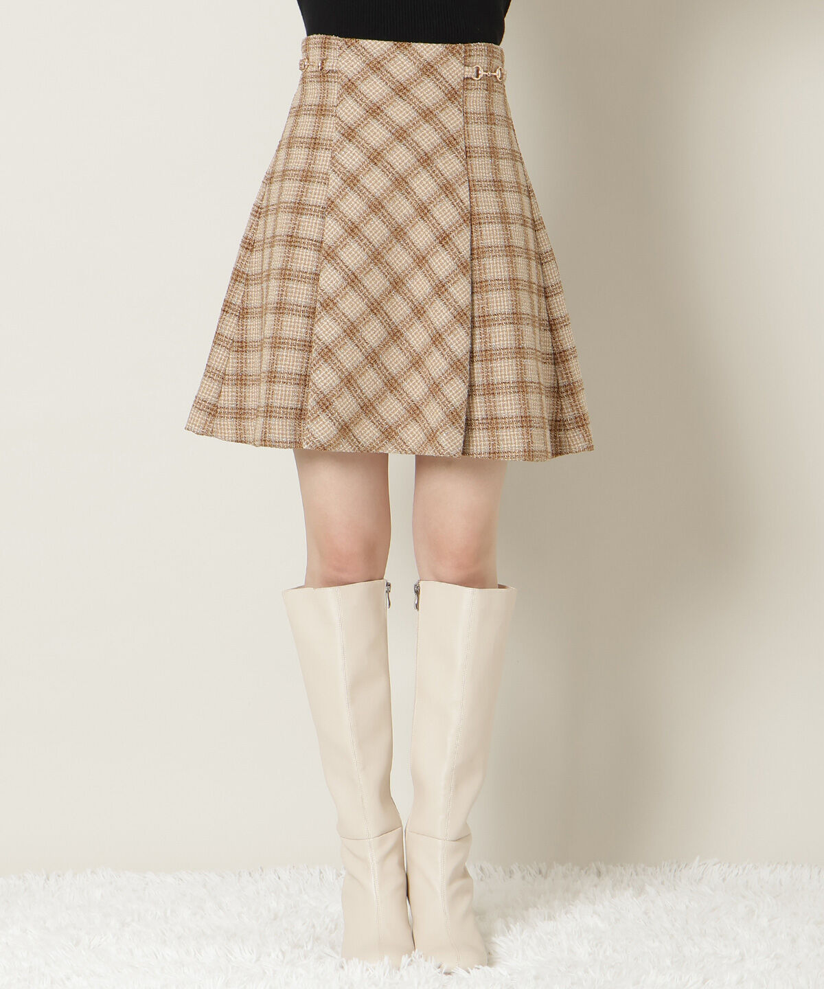WILLSELECTION「ビットデザインツイードミニスカート」|フレア|
