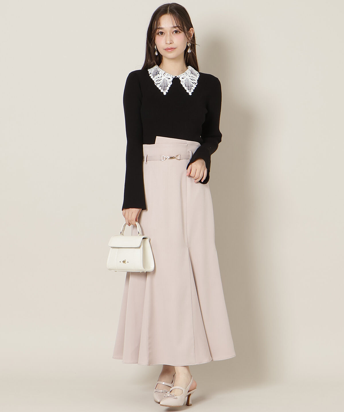 WILLSELECTION「ビットベルト付きマーメイドスカート」|フレア|ピンク