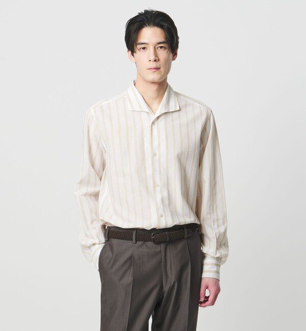 UNITED ARROWS「SOKTAS カラーストライプ オープンカラーシャツ」|シャツ・ブラウス|BEIGE