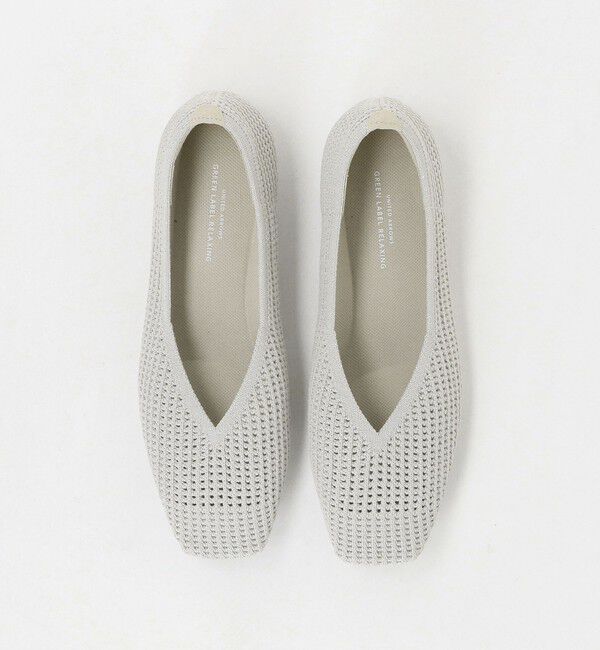 UNITED ARROWS green label relaxing「ウェルネスシアー スクエア V フラットシューズ / ニットシューズ」|ローファー|SILVER