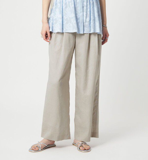 UNITED ARROWS green label relaxing「［size SHORT/TALLあり］ライト リネンライク タック ワイドパンツ UVカット 通気性」|スラックス|