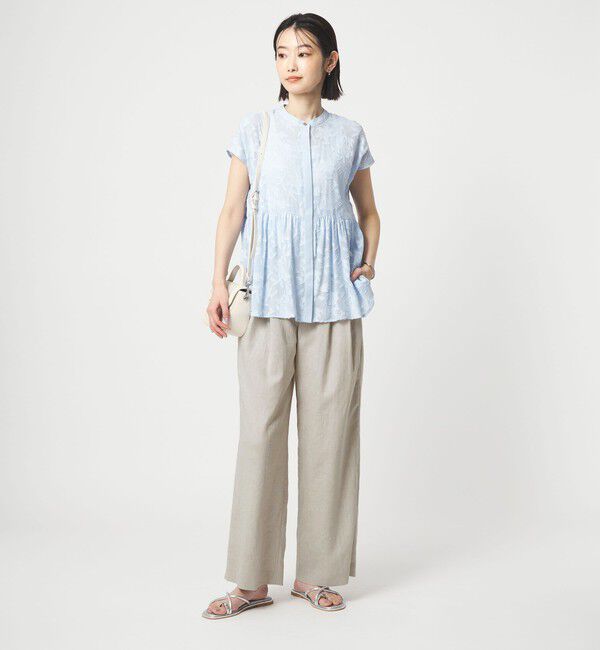 UNITED ARROWS green label relaxing「［size SHORT/TALLあり］ライト リネンライク タック ワイドパンツ UVカット 通気性」|スラックス|