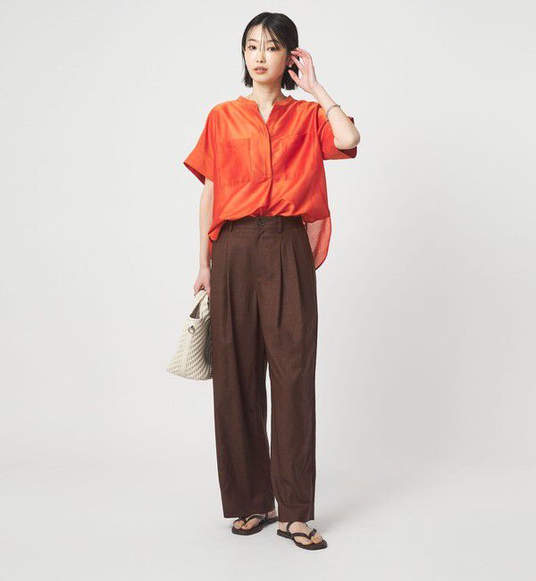 UNITED ARROWS green label relaxing「［size SHORT/TALLあり］ライト リネンライク タック ワイドパンツ UVカット 通気性」|スラックス|