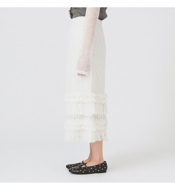 Ray BEAMS 「カット レース ティアード ヘム スカート」|スカート|