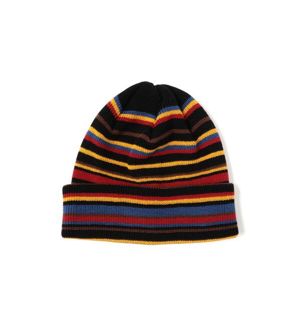 BEAMS「マルチボーダー ワッチキャップ」|キャップ・キャスケット|BLACK