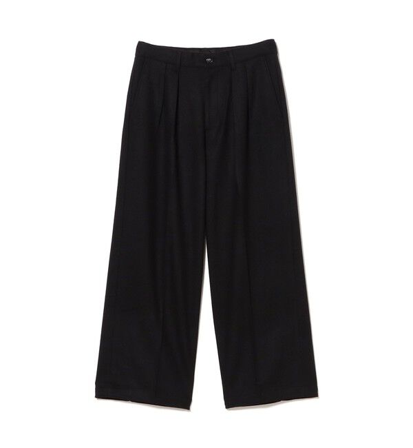 BEAMS「フランネル ワイド スラックス」|チノ|BLACK