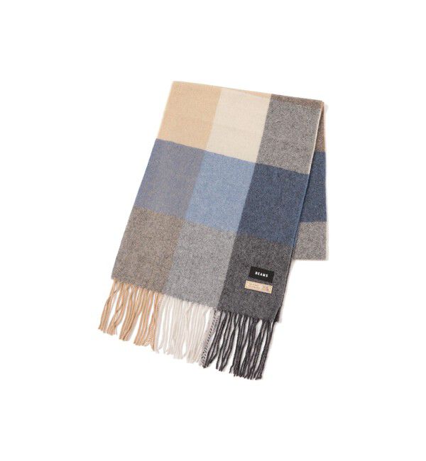 BEAMS「ブロックチェック アルパカ マフラー」|マフラー|