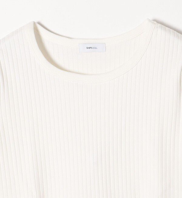 SHIPS any「SHIPS any:〈洗濯機可能〉テレコ リブ ハーフスリーブ TEE」|Tシャツ・カットソー|