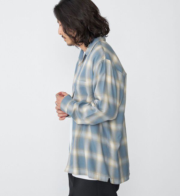SHIPS「SHIPS: オンブレ チェック オープンカラー シャツ」|シャツ・ブラウス|