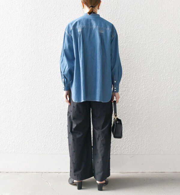 SHIPS any「SHIPS any:〈洗濯機可能〉デニム シーム バンドカラー シャツ ブラウス」|シャツ・ブラウス|