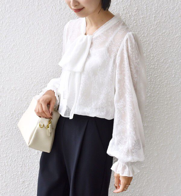 SHIPS for women「【SHIPS別注】troisiemeCHACO: 〈手洗い可能〉2WAY シアー タイ ブラウス（セレモニー対応可）」|シャツ・ブラウス|