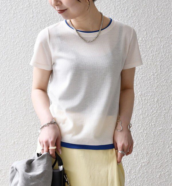 SHIPS any「《予約》SHIPS any:〈手洗い可能〉レイヤード シアー ワッフル TEE」|Tシャツ・カットソー|