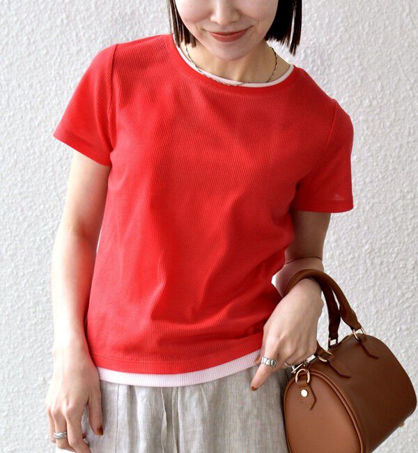 SHIPS any「《予約》SHIPS any:〈手洗い可能〉レイヤード シアー ワッフル TEE」|Tシャツ・カットソー|