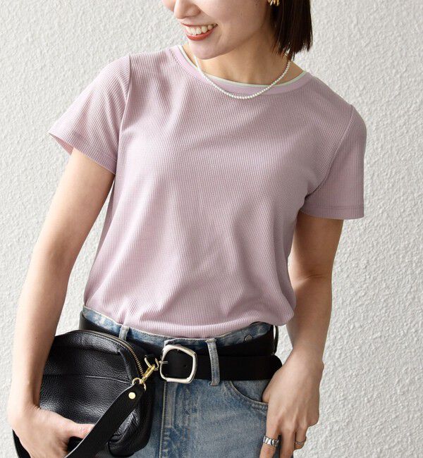 SHIPS any「《予約》SHIPS any:〈手洗い可能〉レイヤード シアー ワッフル TEE」|Tシャツ・カットソー|