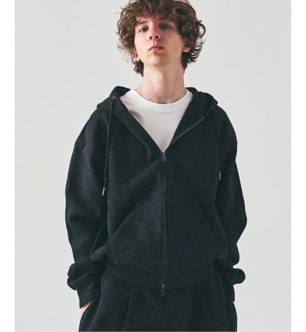 417 EDIFICE「スプレーダンボール ジップパーカー」|パーカー|ブラック A