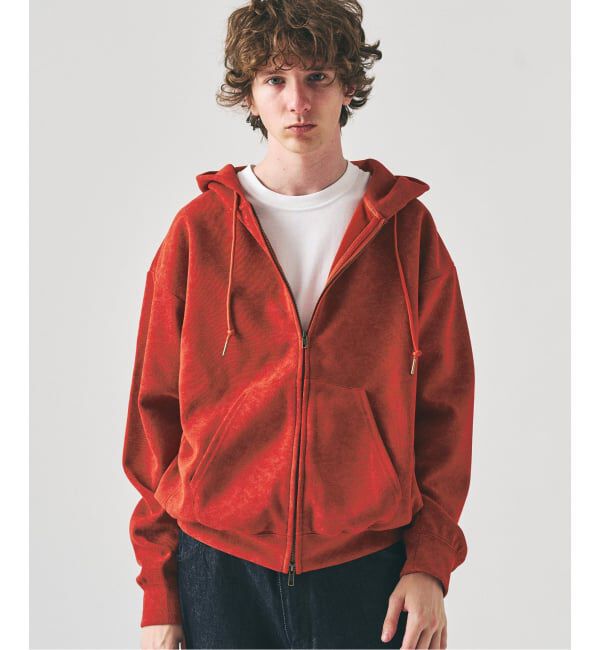 417 EDIFICE「スプレーダンボール ジップパーカー」|パーカー|オレンジ