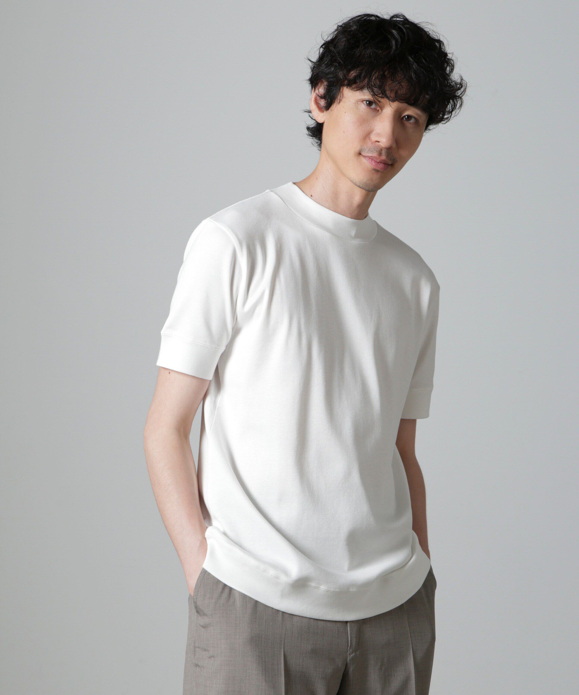 nano･universe「「FORMAL JERSEY」モックネックカットソー半袖」|Tシャツ・カットソー|