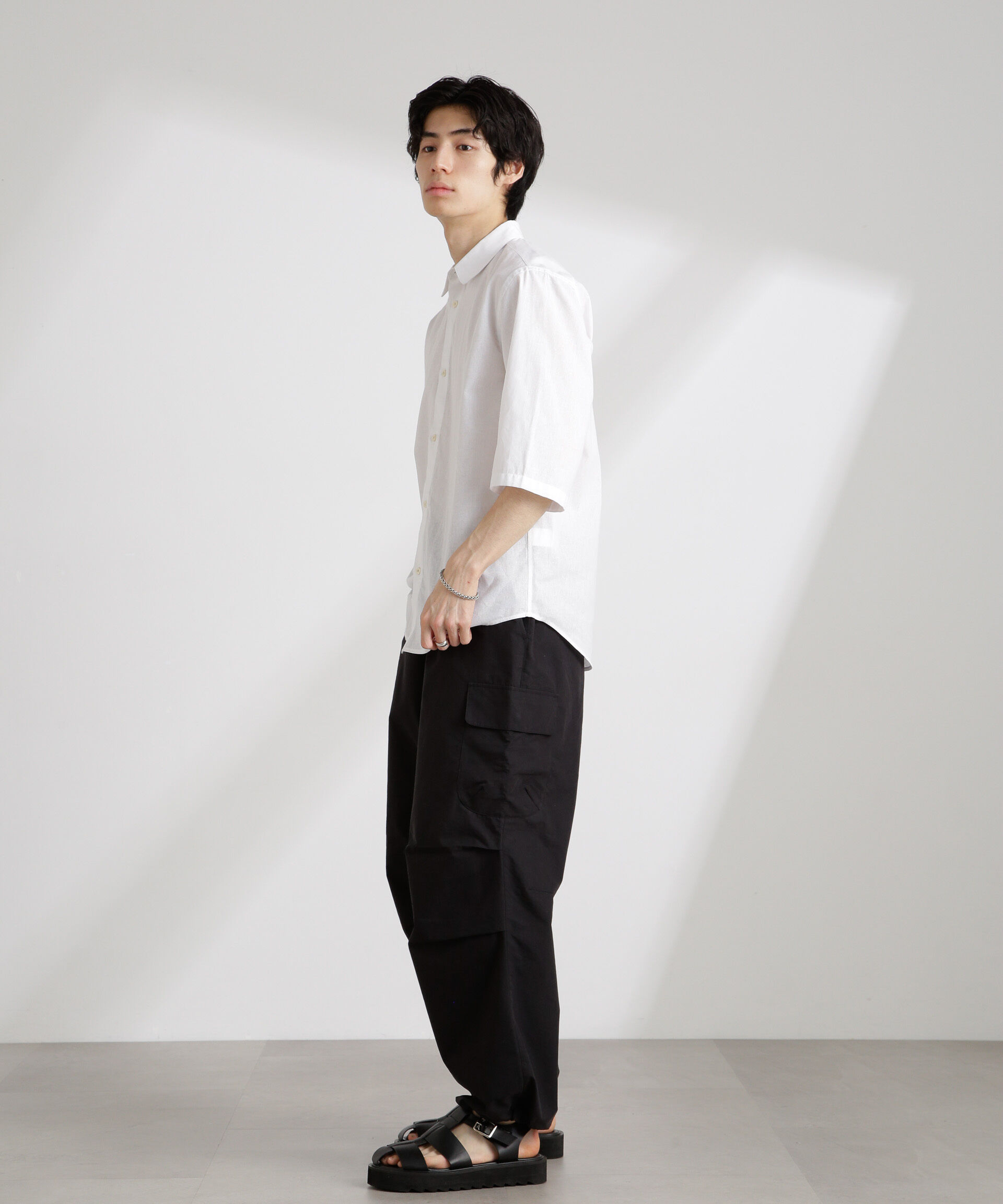 nano･universe「クールマックスリネンレギュラーカラー7分袖」|シャツ・ブラウス|