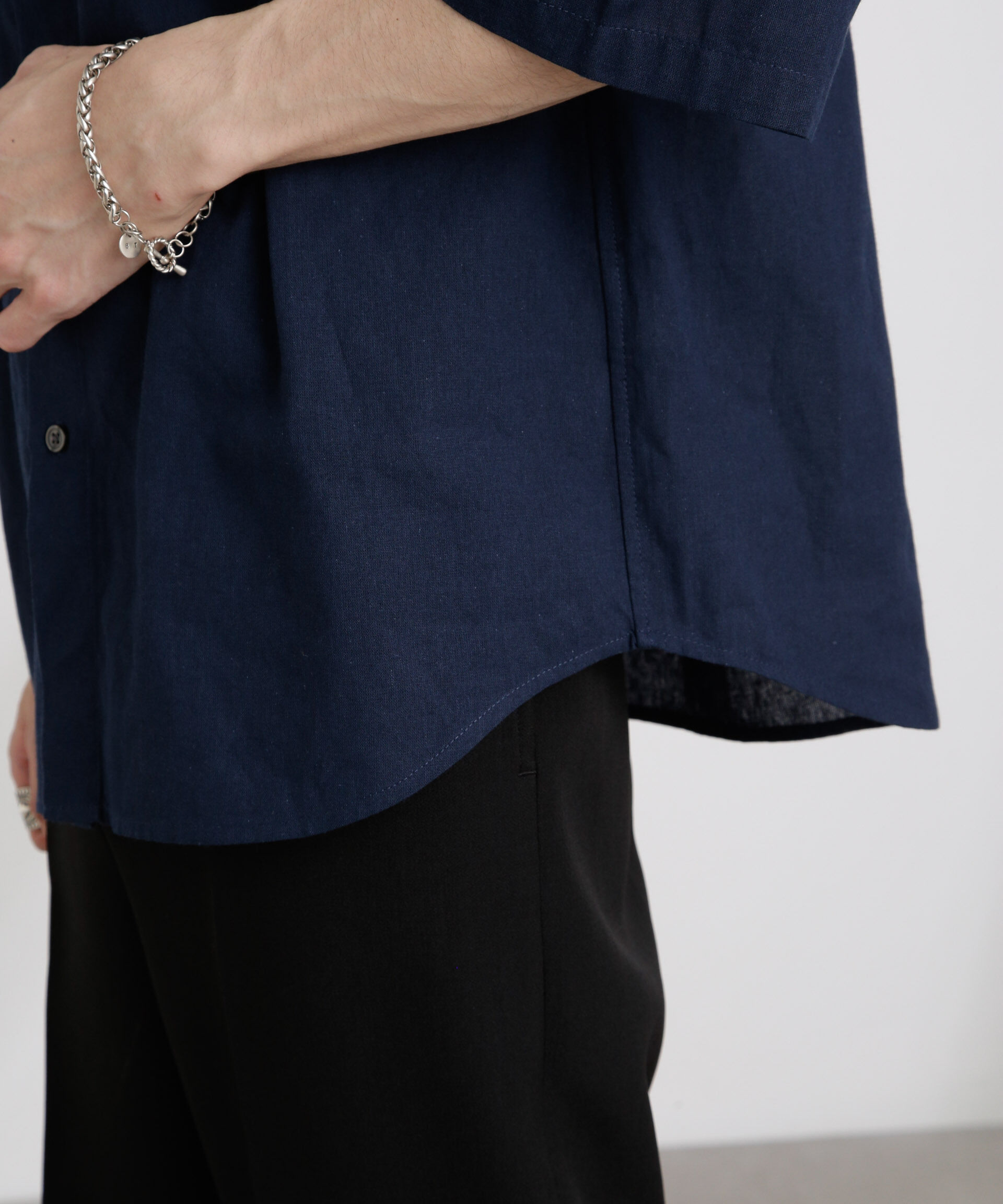 nano･universe「クールマックスリネンレギュラーカラー7分袖」|シャツ・ブラウス|