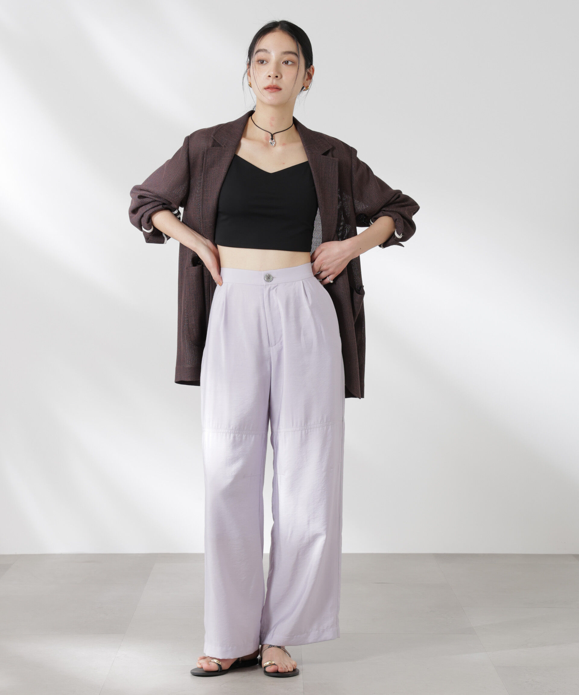 nano･universe「リラックスワイドパンツ」|チノ|