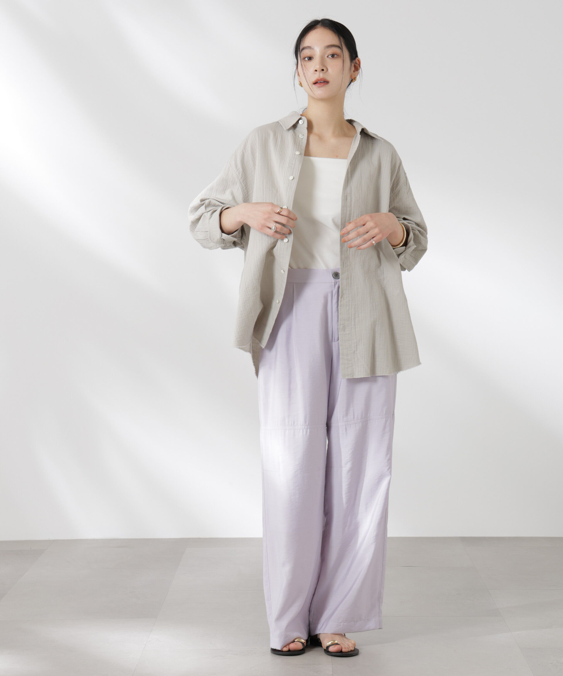 nano･universe「リラックスワイドパンツ」|チノ|