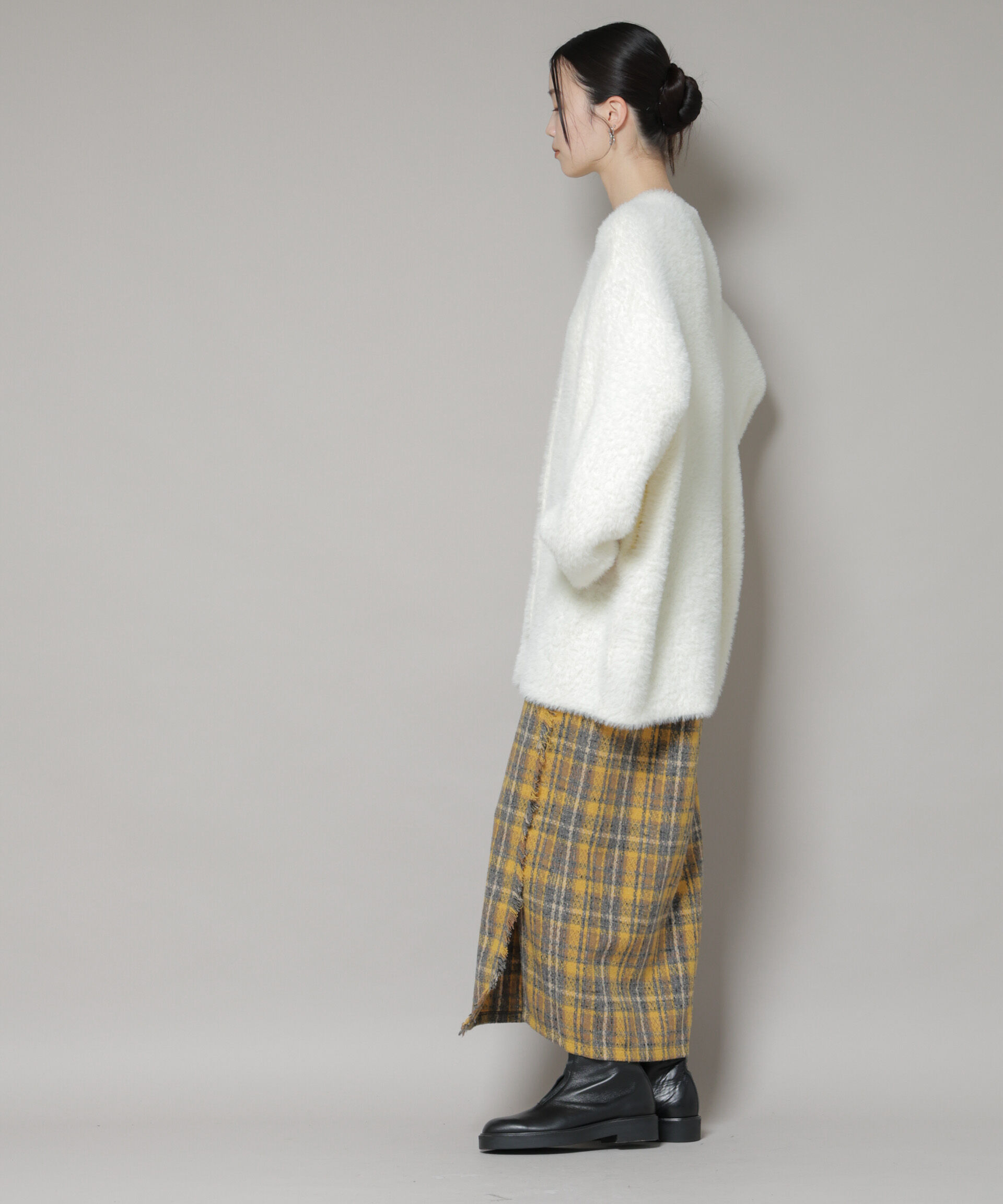 nano･universe「チェックフリンジラップ風スカート(セットアップ可)」|スカート|