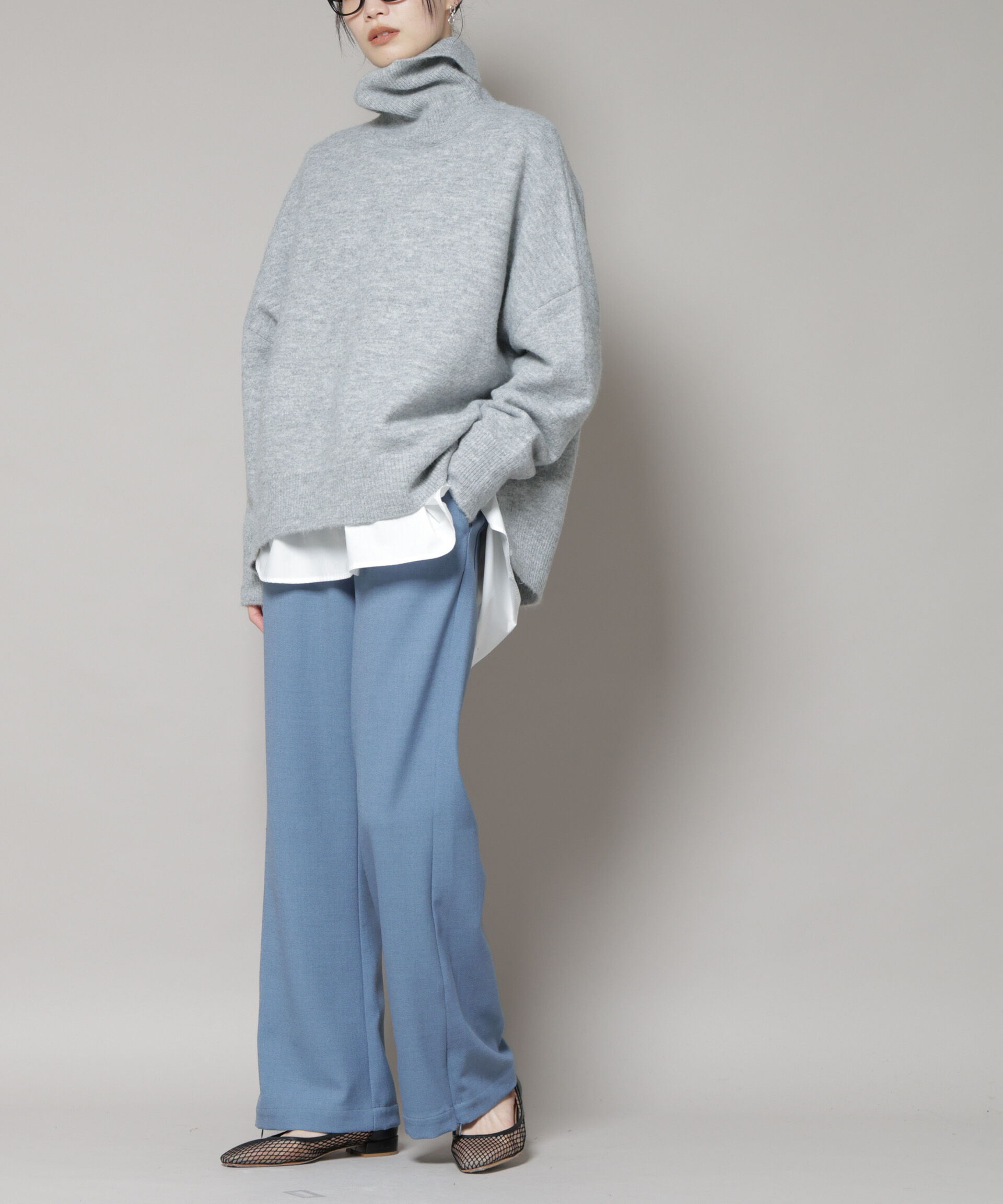 nano･universe「ジップスリットパンツ」|チノ|ブルー