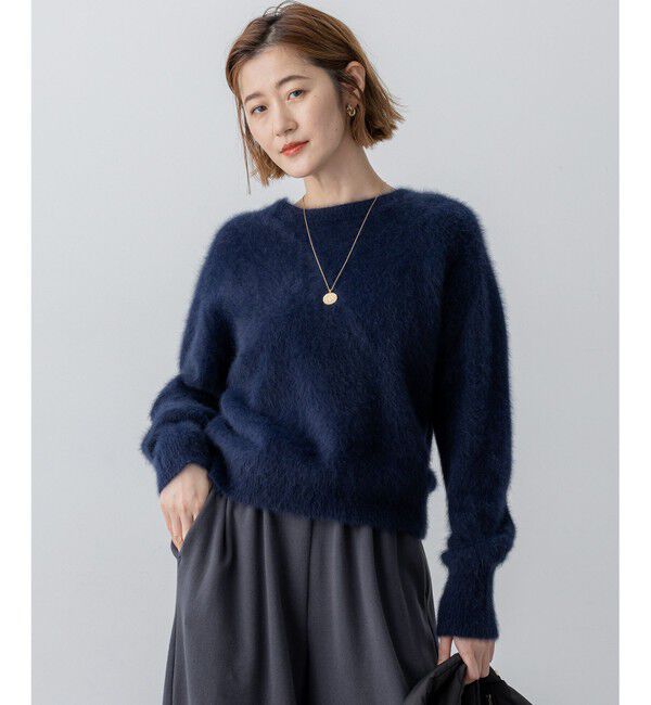 23区「フォックスカシミヤファー ショート丈 ニット」|ニット・セーター|ネイビー系