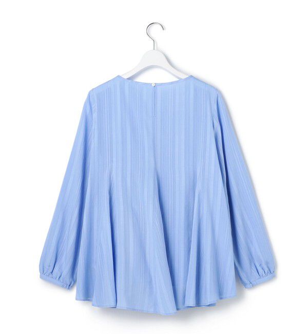 23区「ドビーストライプ クルーネック フレアブラウス」|シャツ・ブラウス|