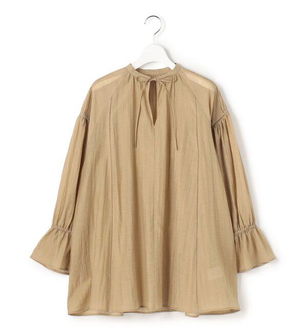 23区「リネンミックスシアースラブ ギャザーブラウス」|シャツ・ブラウス|