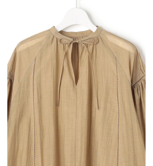 23区「リネンミックスシアースラブ ギャザーブラウス」|シャツ・ブラウス|