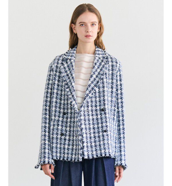 BEIGE,「【Oggi掲載】BERYL / ファンシーツイードダブルジャケット」|その他|Navy Mix