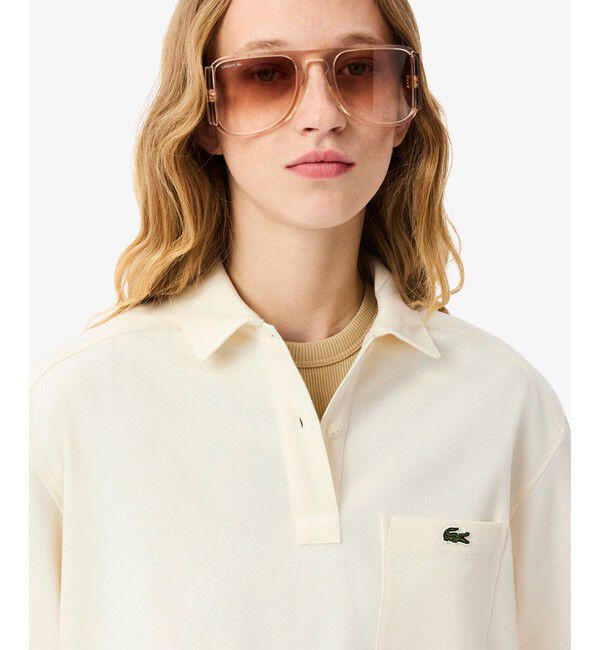 LACOSTE「オーバーサイズハーフボタン ストレッチフランネルシャツ」|シャツ・ブラウス|