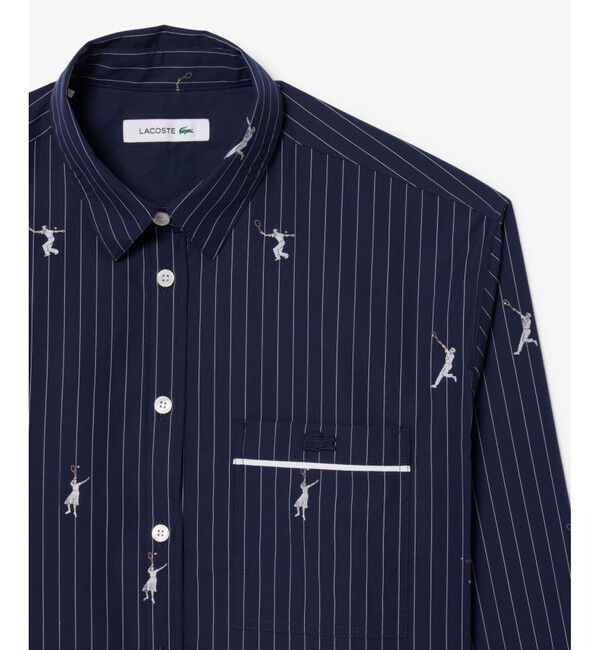 LACOSTE「プレイヤージャカード ストライプオーバーサイズシャツ」|シャツ・ブラウス|