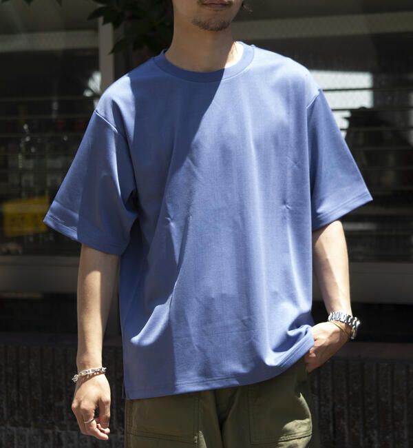 GLOSTER「【GLOSTER/グロスター】ポンチオーバーサイズ クルーネックTシャツ サイドスリット」|Tシャツ・カットソー|