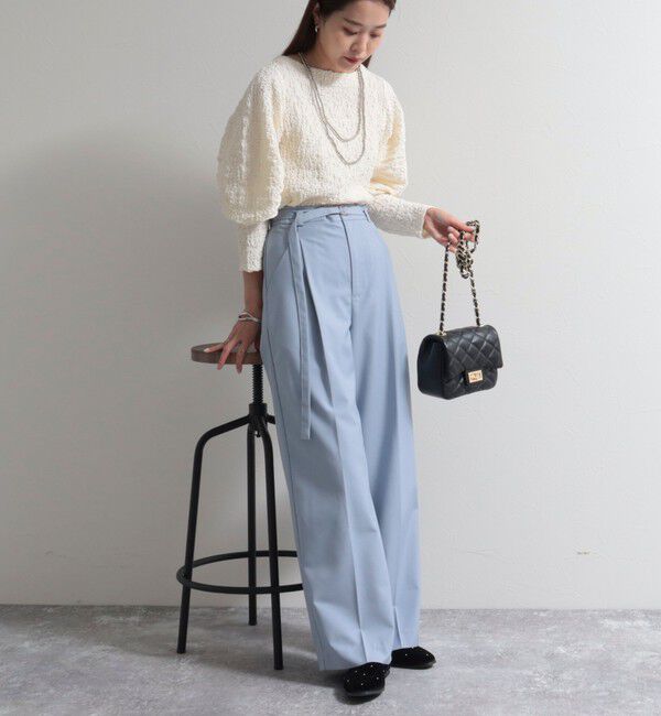 fredy emue「ベルト付きタックパンツ」|スラックス|