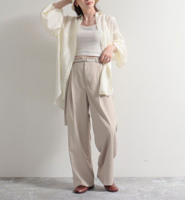 fredy emue「ベルト付きタックパンツ」|スラックス|