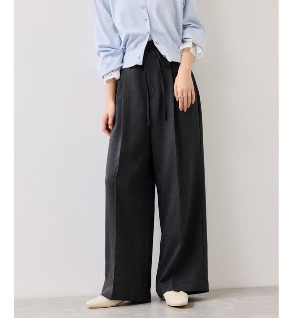 VIS「サマーツイードリボンベルトパンツ/UVケア・イージーケア」|チノ|